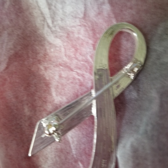 Pink Hope Sparkling Ribbon Statement Pin - Picture 2 of 3